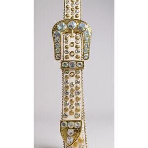 Elite Premium Denim Designer Belt Hiphop Size Large 34-36 White Heavy Duty